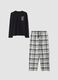 White and grey pure organic cotton crew-neck pyjamas_0