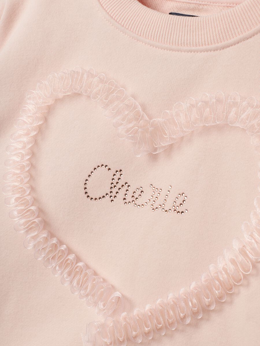 Pink cotton-blend crew-neck sweatshirt with heart_3
