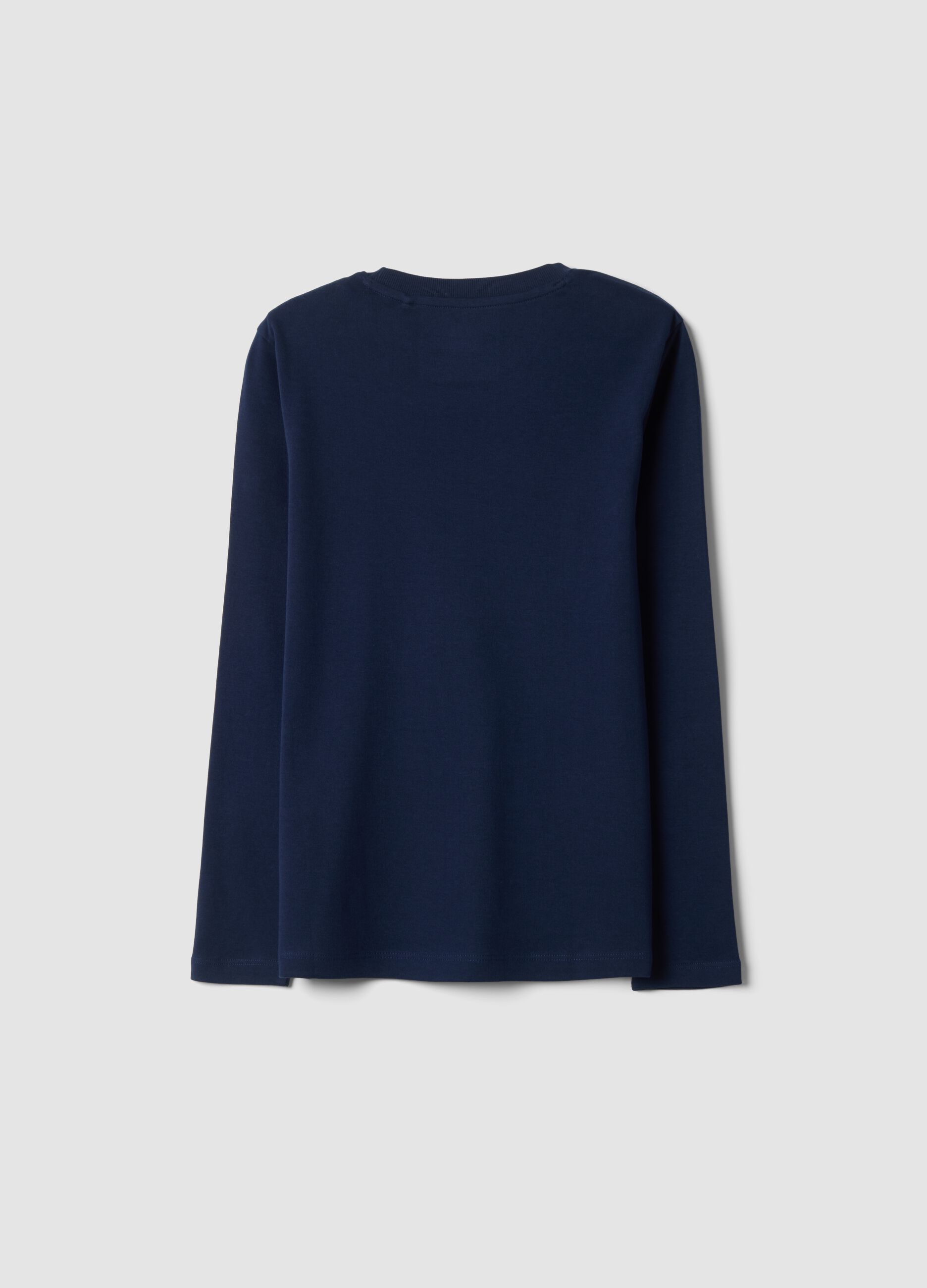 Blue organic cotton crew-neck T-shirt