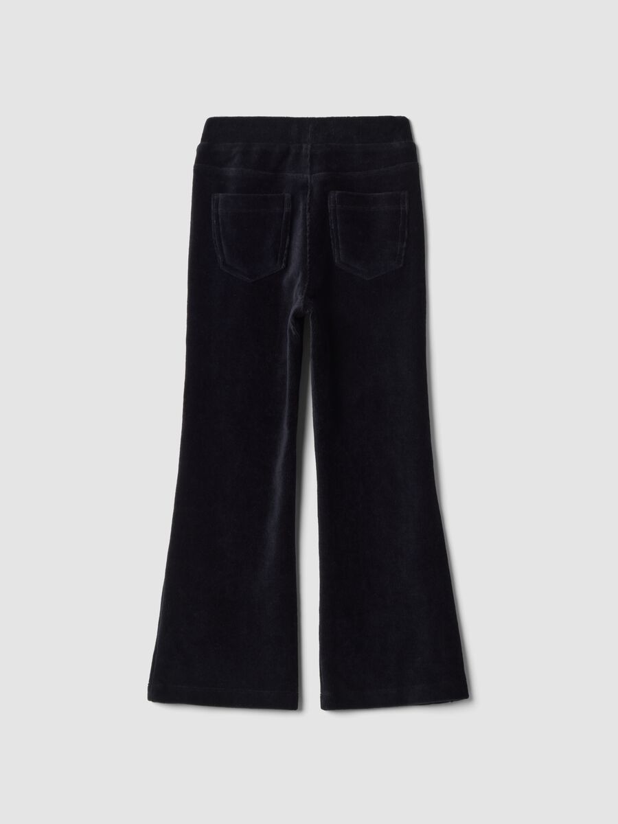 Black flared stretch cotton trousers_1