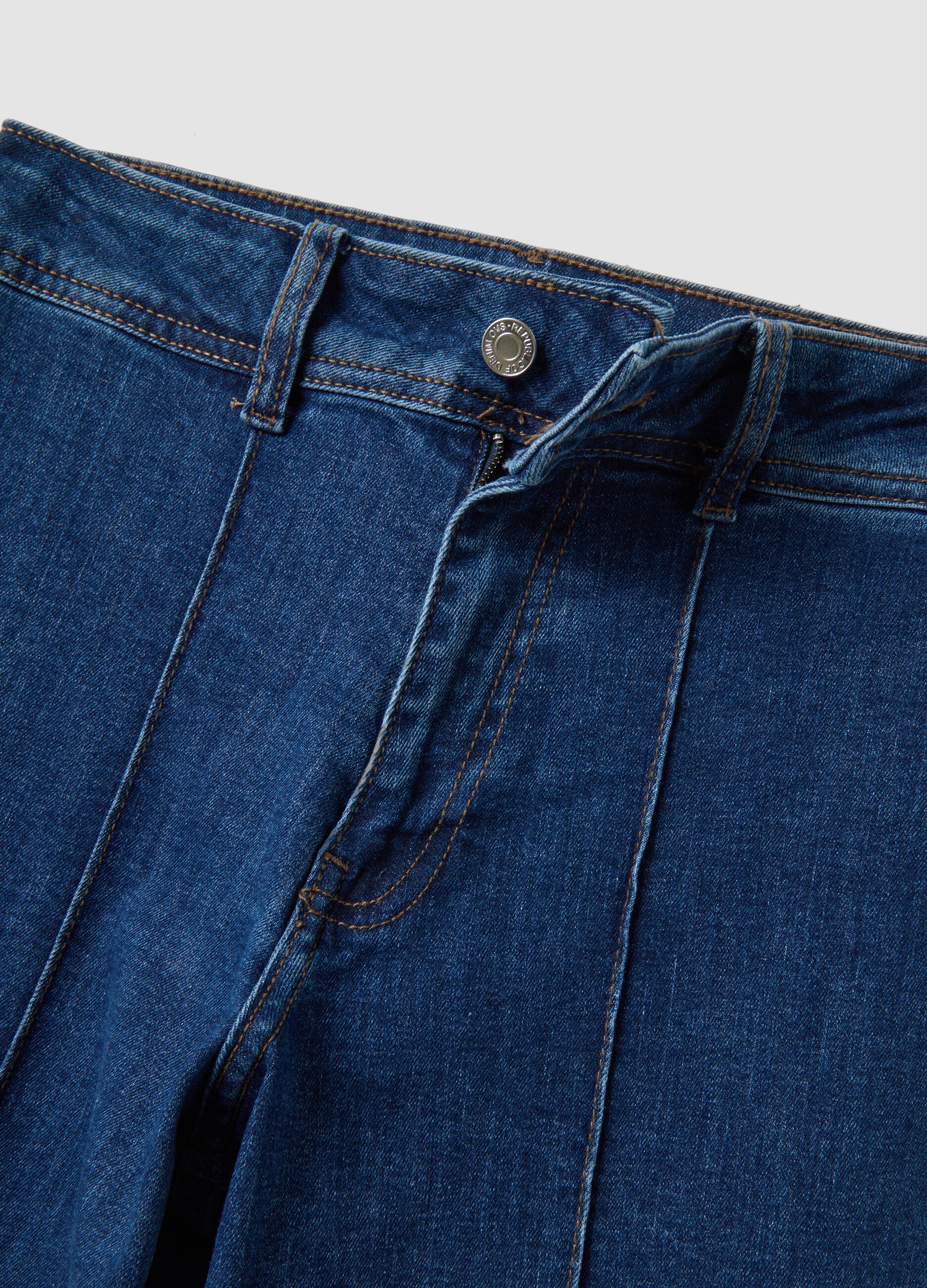 Blue wide-leg jeans in stretch cotton
