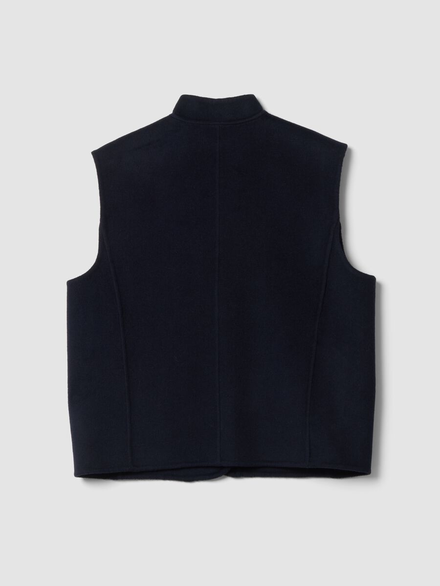Blue wool-viscose blend gilet with patch pockets_6
