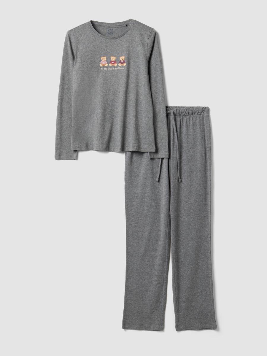 بيجاما رمادية بمزيج من القطن العضوي والفسكوز مع طبعة دبدوب_4