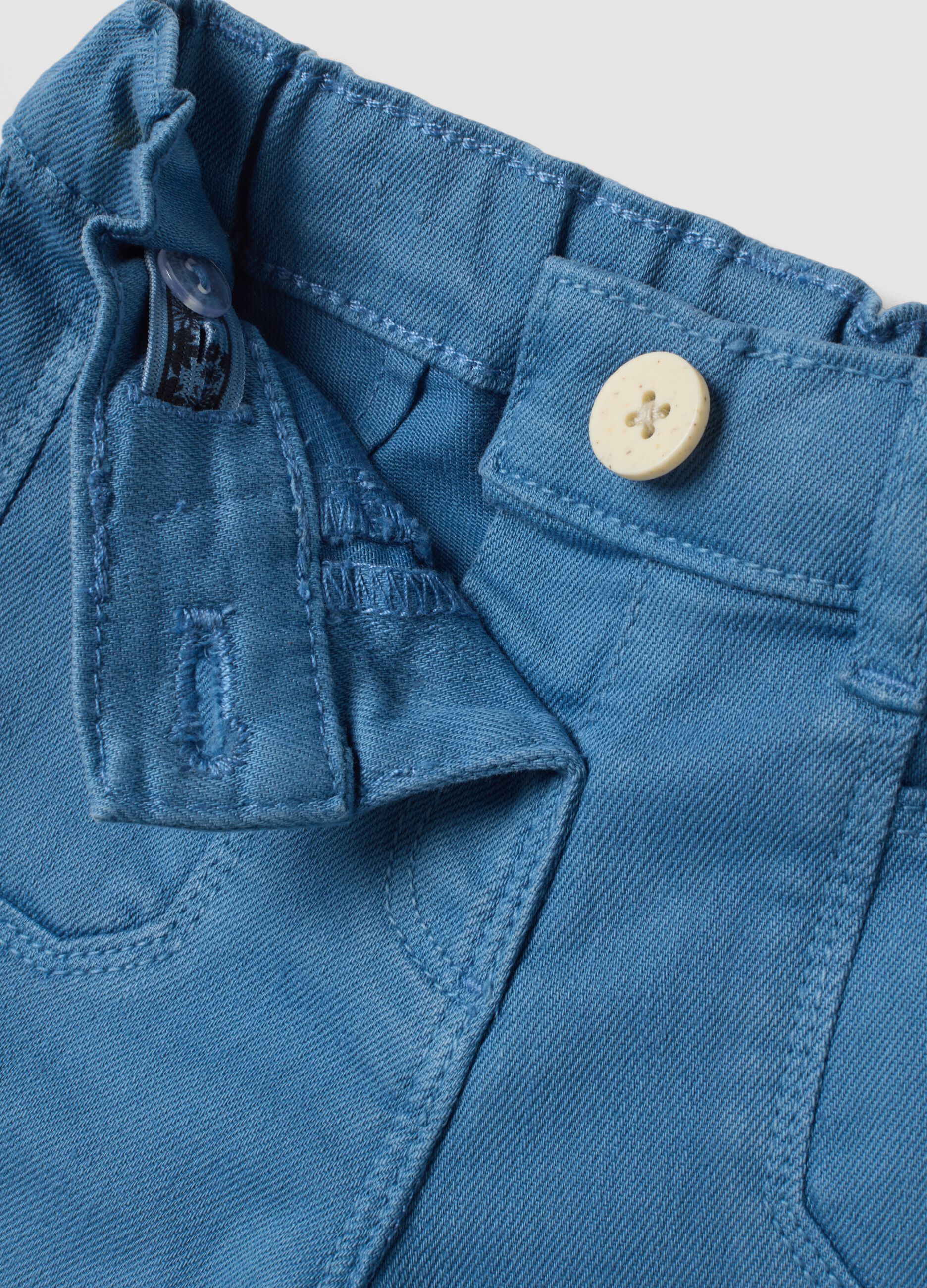Light blue straight-fit stretch cotton trousers
