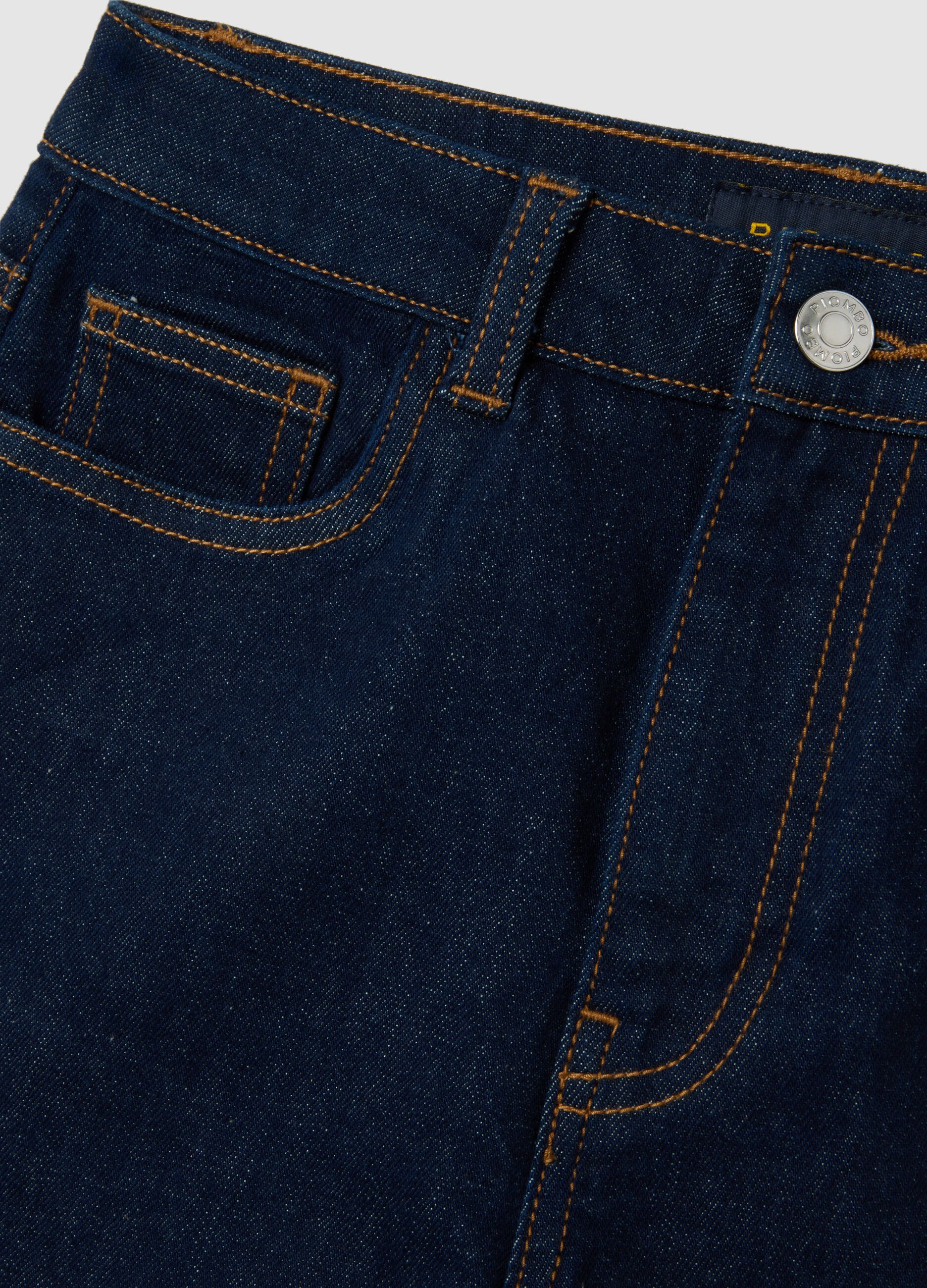 Blue Denim Flare Fit Stretch Cotton Trousers