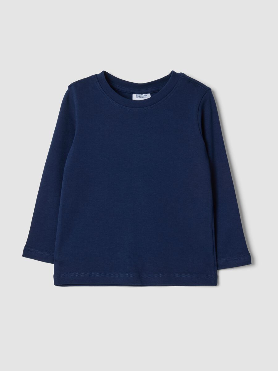 Navy blue organic cotton crew-neck T-shirt_0