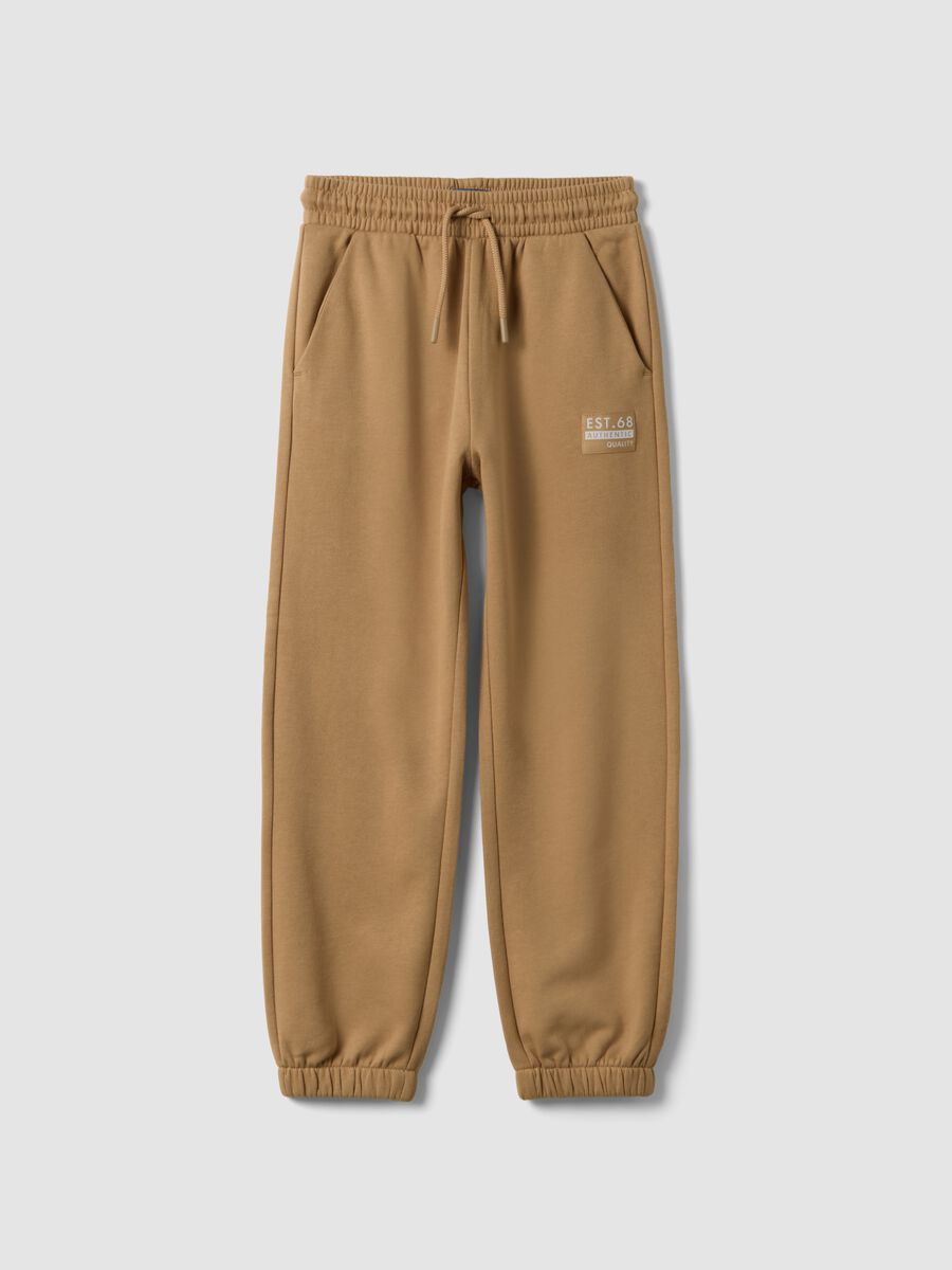 Brown pure cotton regular-fit joggers_0
