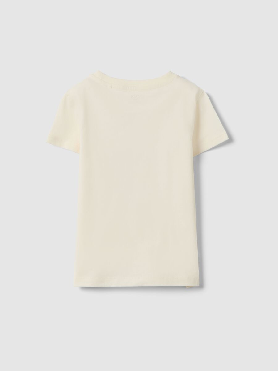 Beige regular fit pure cotton t-shirt with print for girls_1