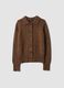 Cardigan marrone in misto lana con colletto polo_4