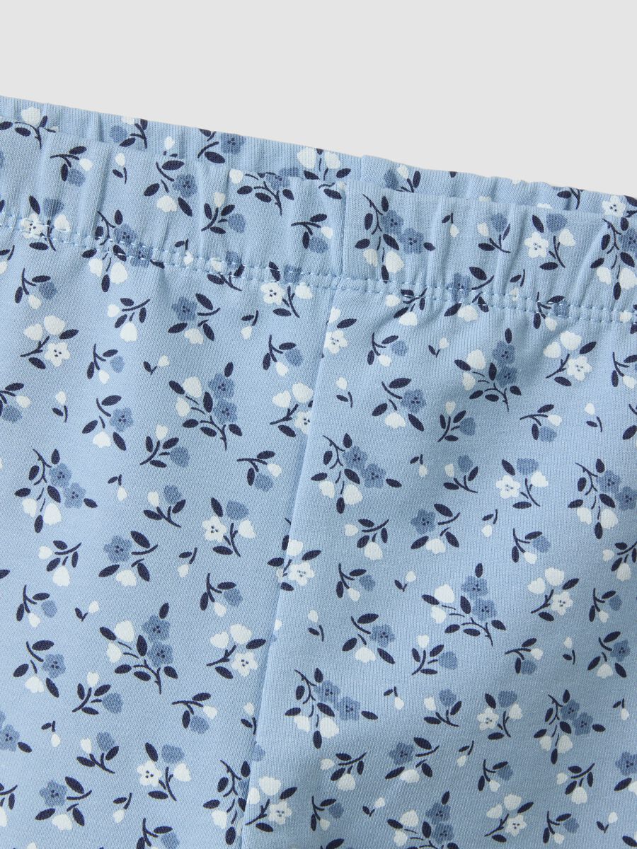 Blue stretch cotton set with crew neck_3