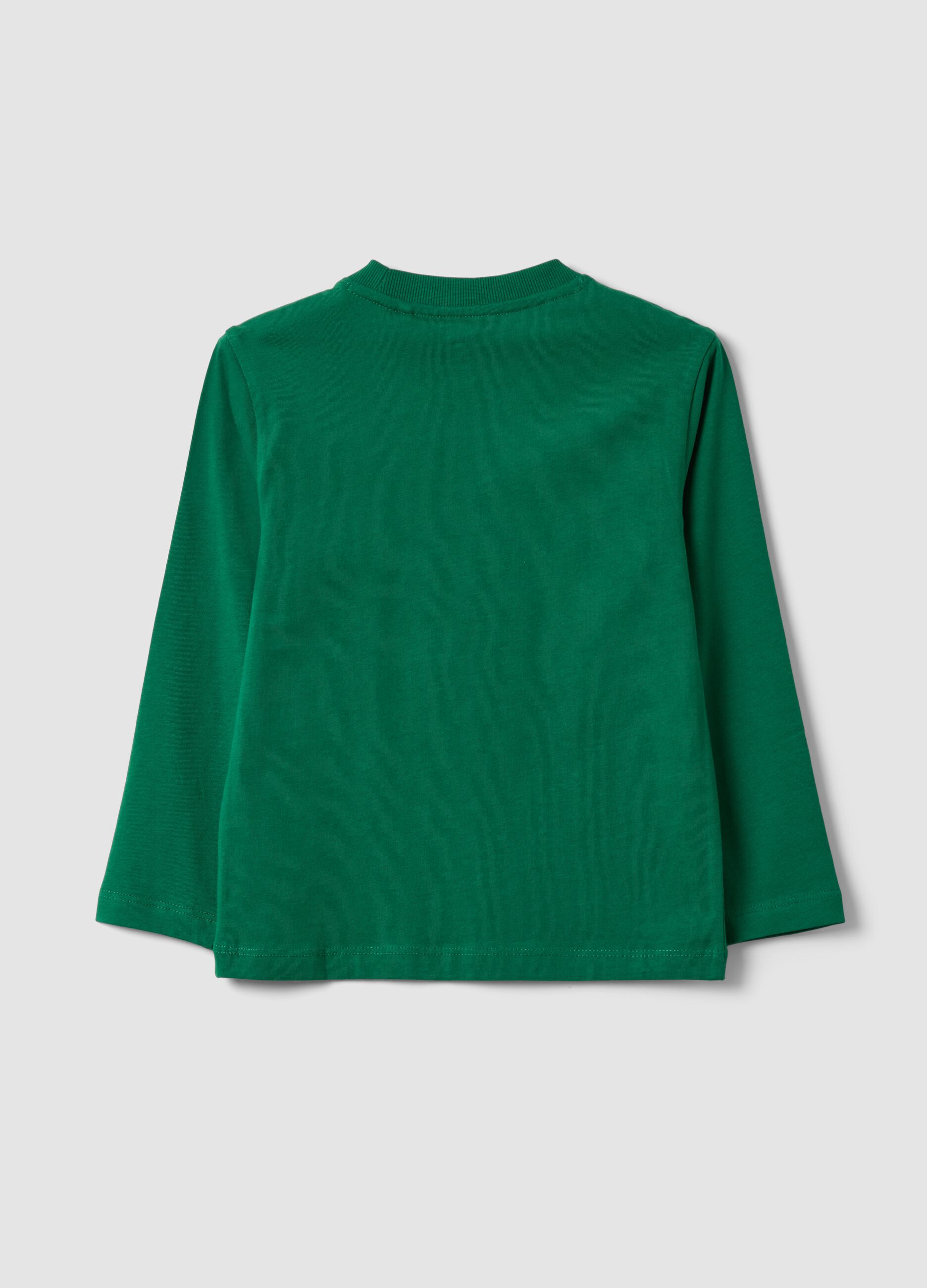 Green crew-neck T-shirt in pure organic cotton