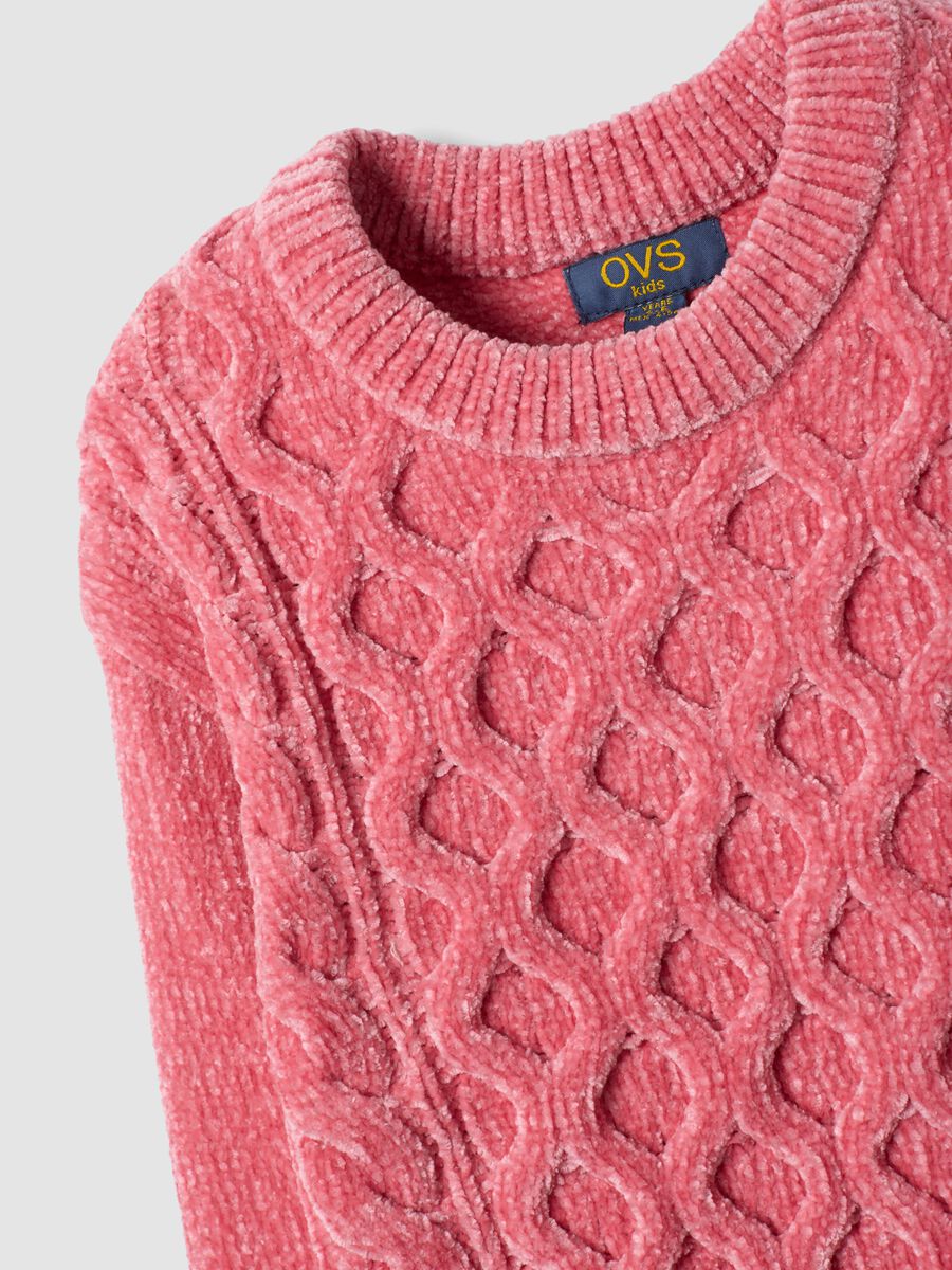 Pink crew-neck cable-knit jumper, regular fit_2