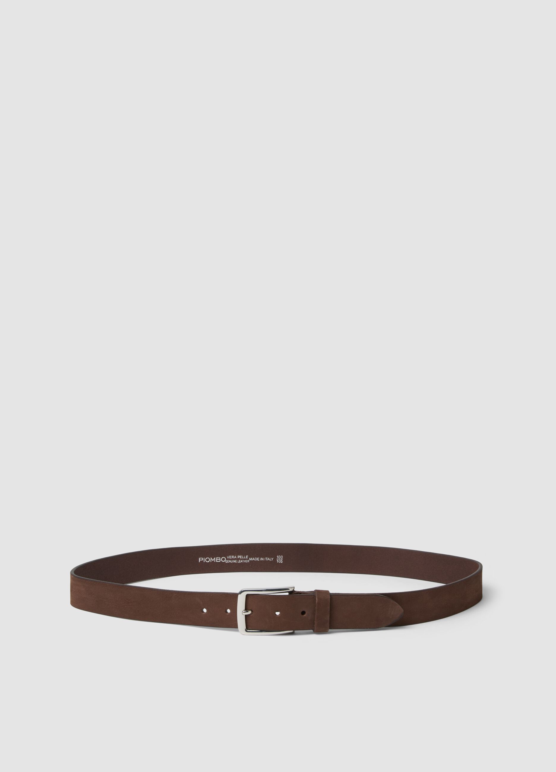 Men&rsquo;s brown genuine leather belt with metal buckle