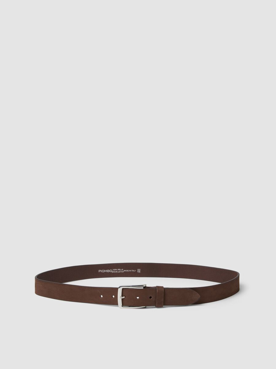 Men&rsquo;s brown genuine leather belt with metal buckle_0