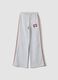 Grey wide-leg cotton-blend trousers with contrast side stripes_0