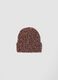 Brown ribbed knit beanie in stretch wool_0