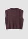 Gilet marrone girocollo in misto lyocell e lana_4