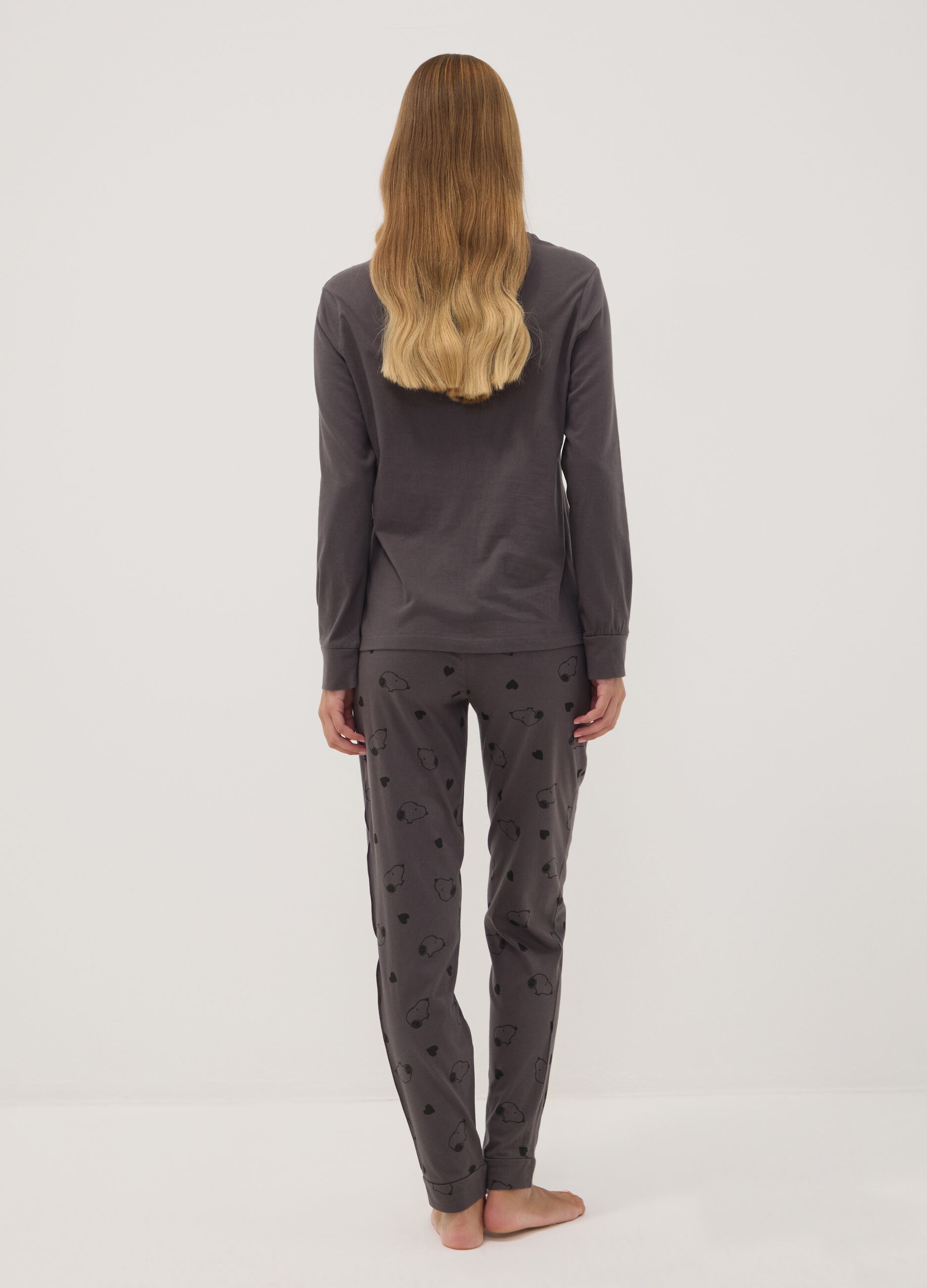 Peanuts organic cotton pyjama set in anthracite grey