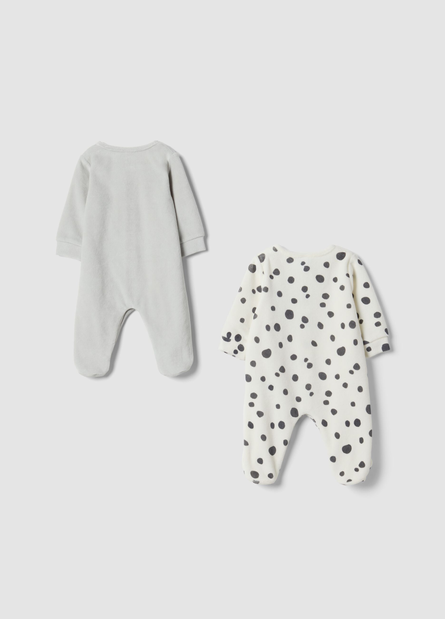 2-pack grey and white cotton-blend sleepsuits with 101 Dalmatians print