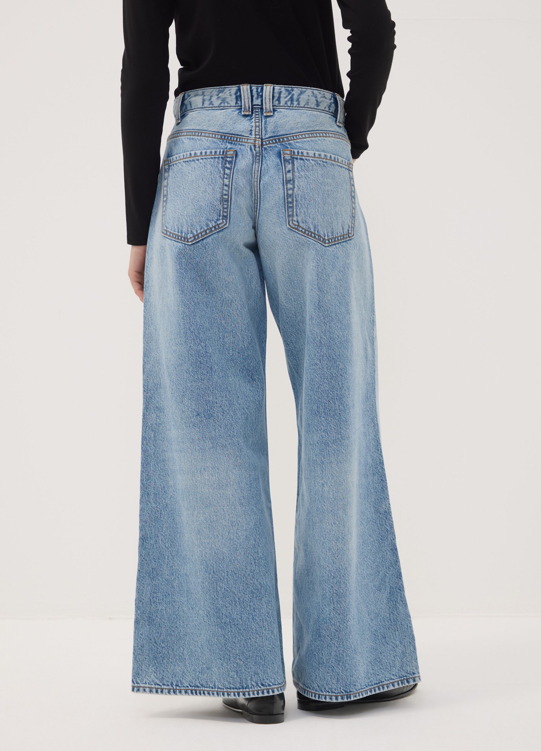 Light blue pure cotton super wide-leg jeans