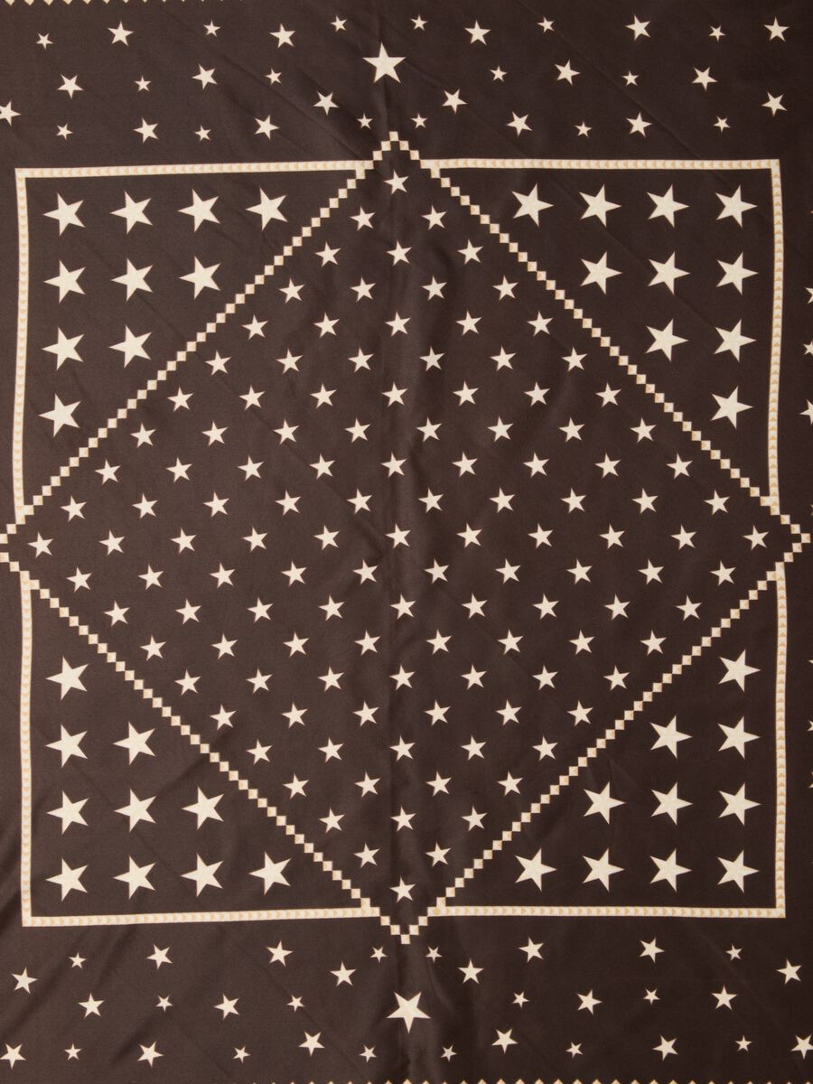 Brown scarf with star print_1