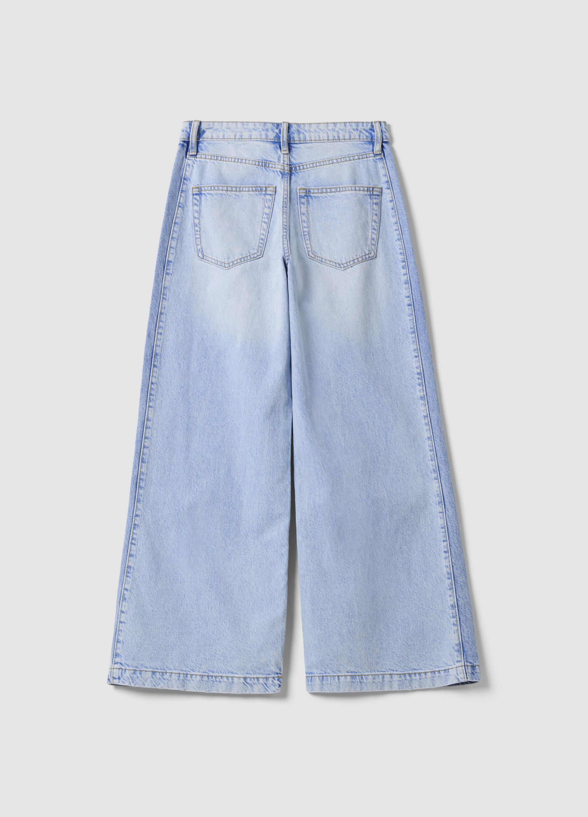 Light blue wide-leg jeans in pure cotton