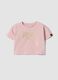 Pink cropped stretch cotton T-shirt with print for girls_0