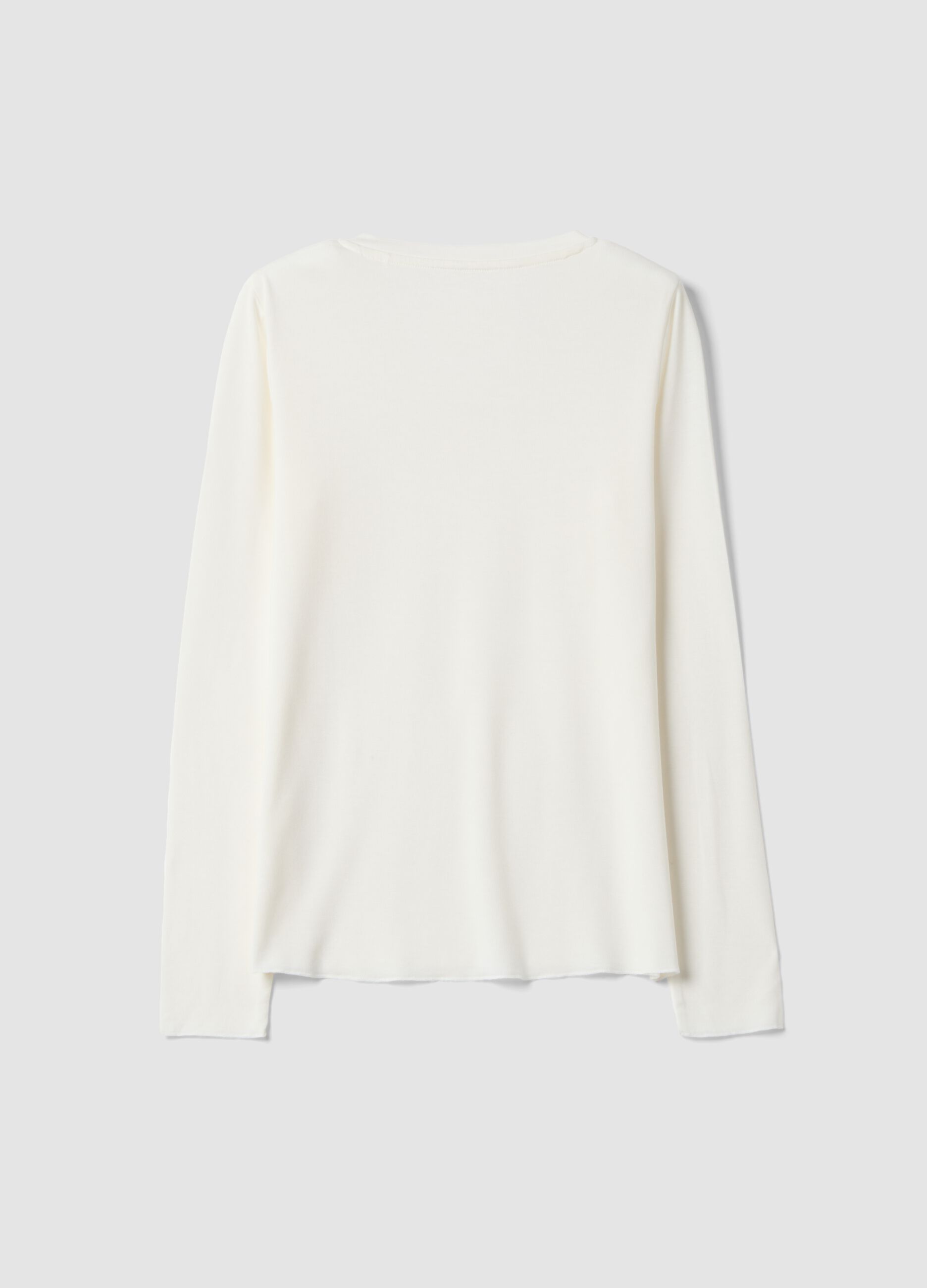 White stretch modal crew-neck T-shirt, regular fit