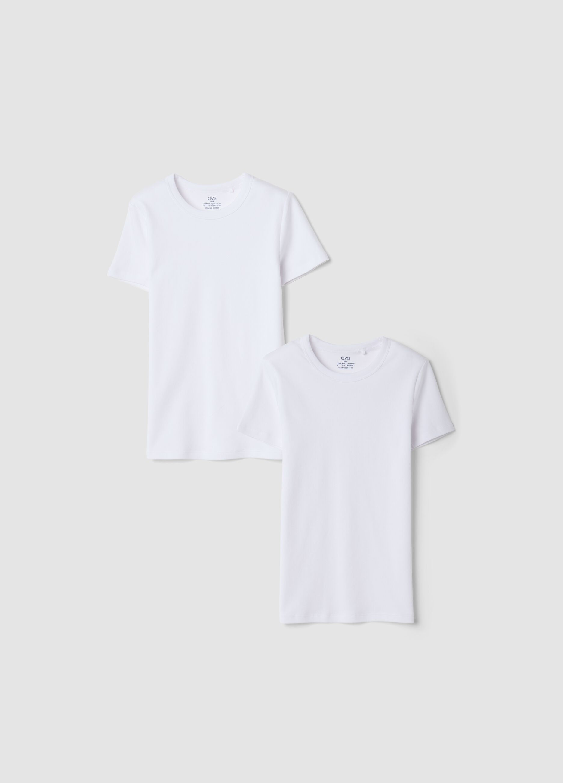 Bipack di t-shirt bianche girocollo in puro cotone organico