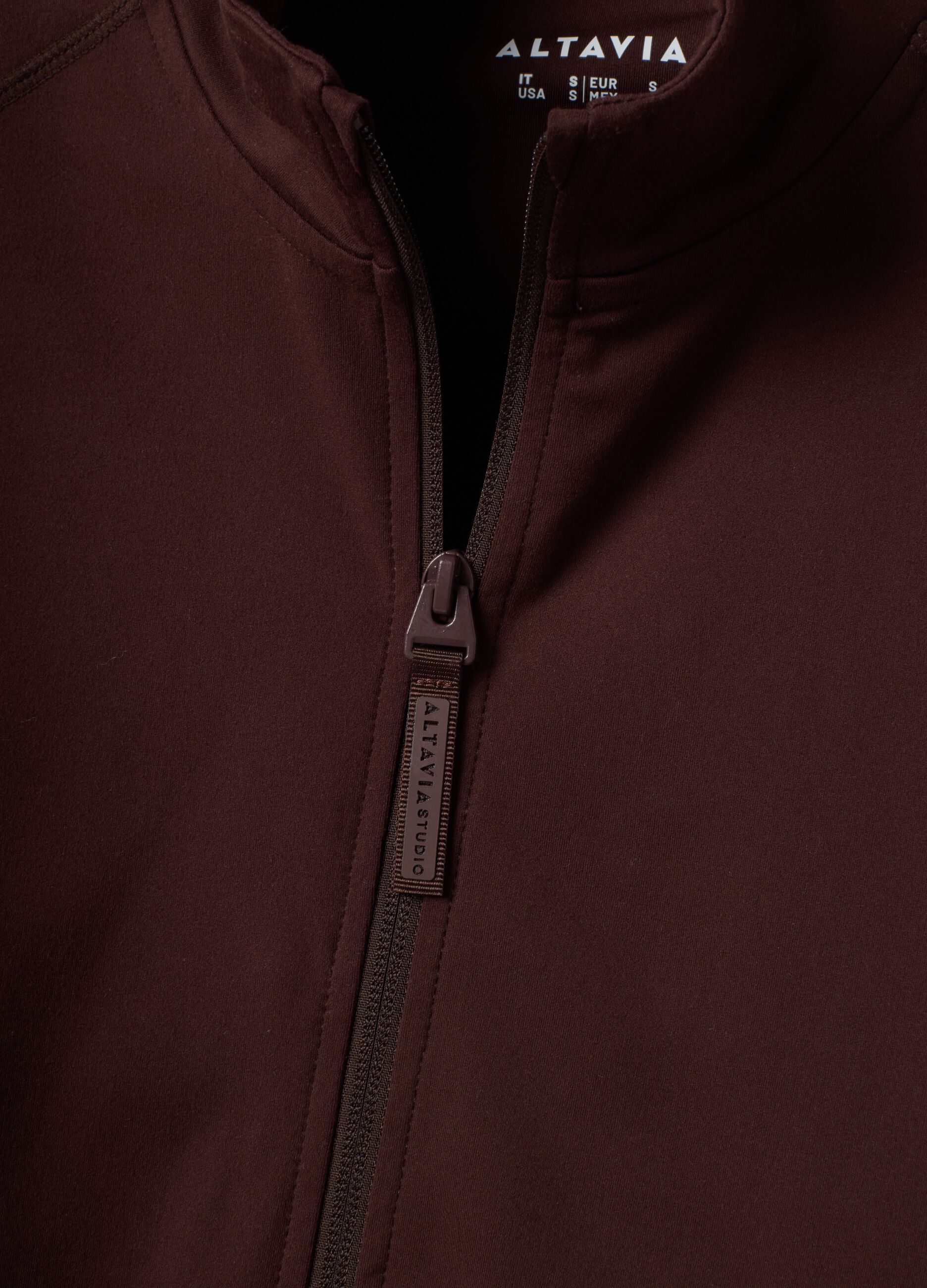 Brown fitted full-zip jacket in stretch fabric ALTAVIA STUDIO