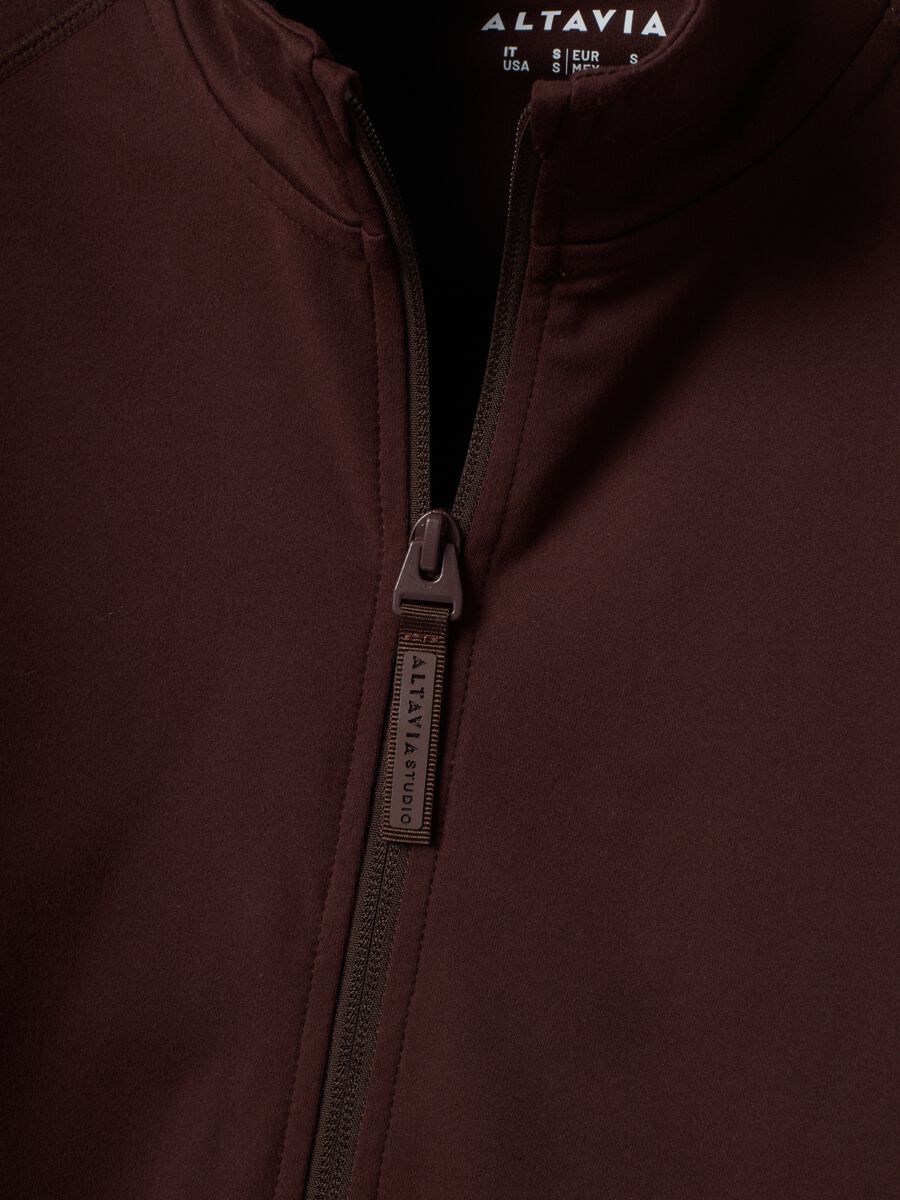 Brown fitted full-zip jacket in stretch fabric ALTAVIA STUDIO_8