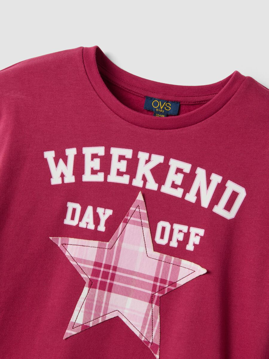 Purple crew-neck pyjamas in pure organic cotton_2