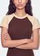 Brown stretch cotton crew-neck T-shirt with contrasting sleeves_3