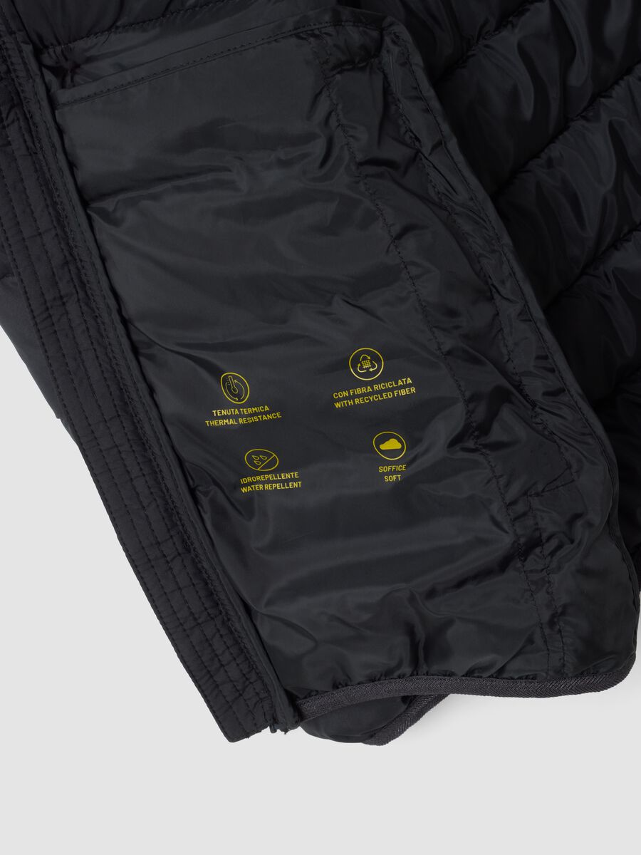 Black Ultralight padded hooded jacket with zip for boys_2