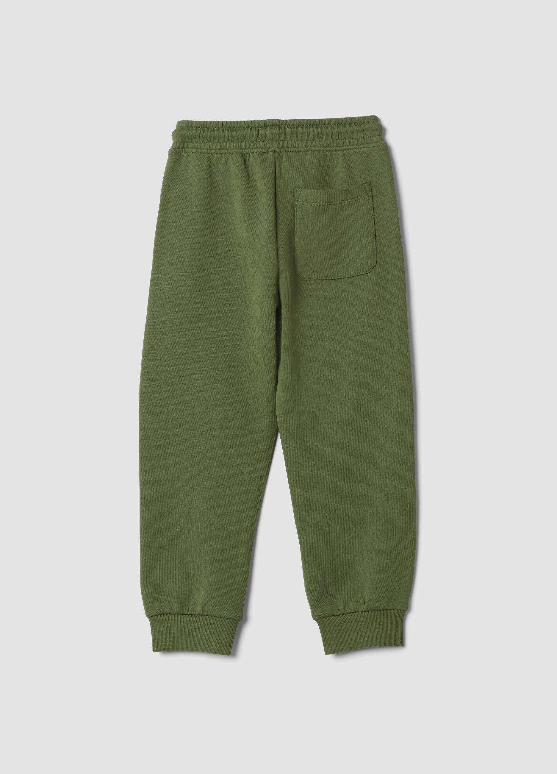 Pantaloni jogger verdi in puro cotone regular fit
