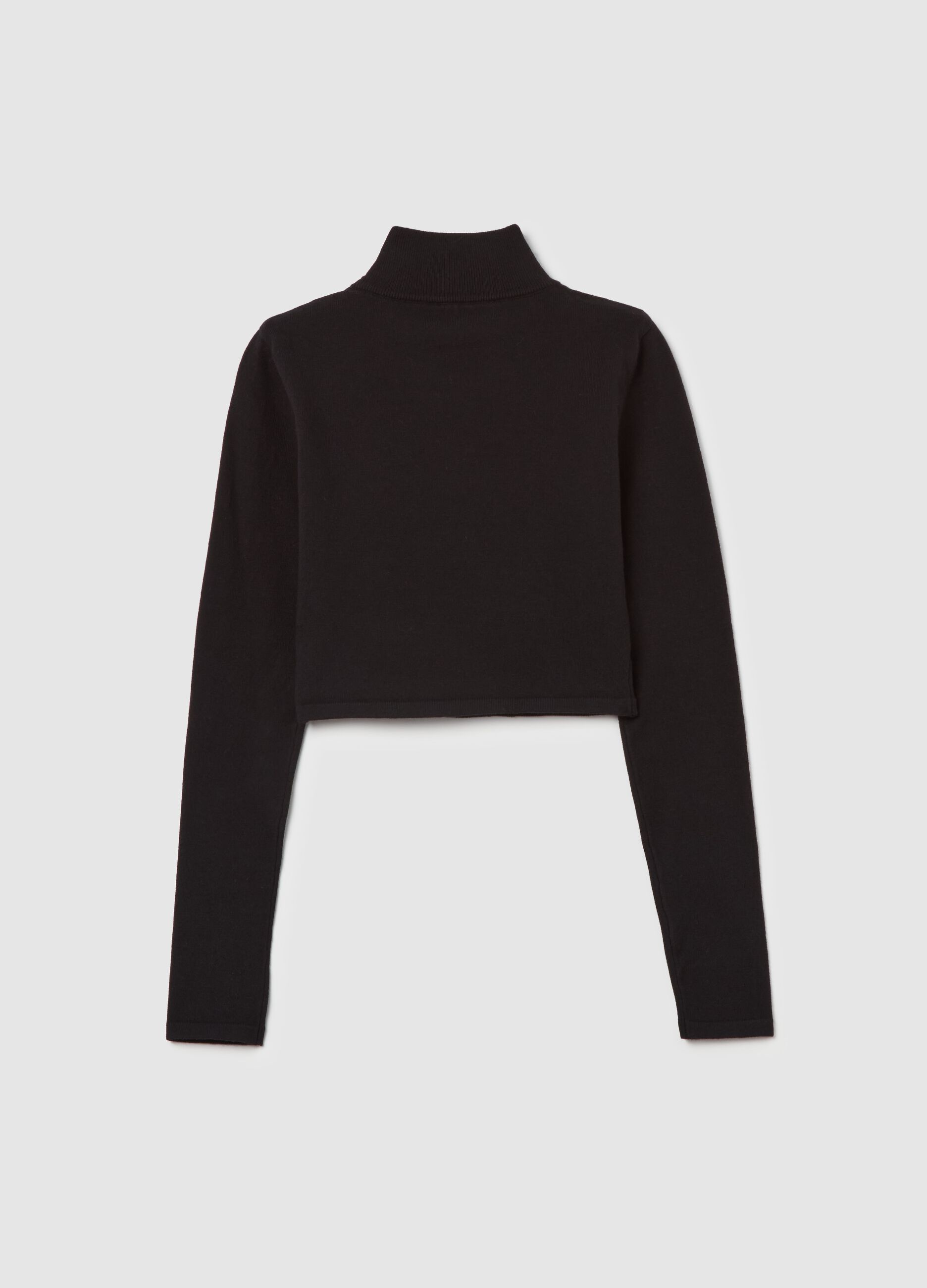 High Neck Knit Top Black