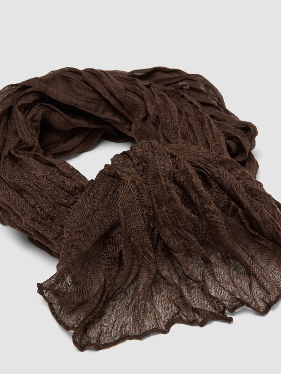 Semi-sheer crinkle-effect brown scarf_2