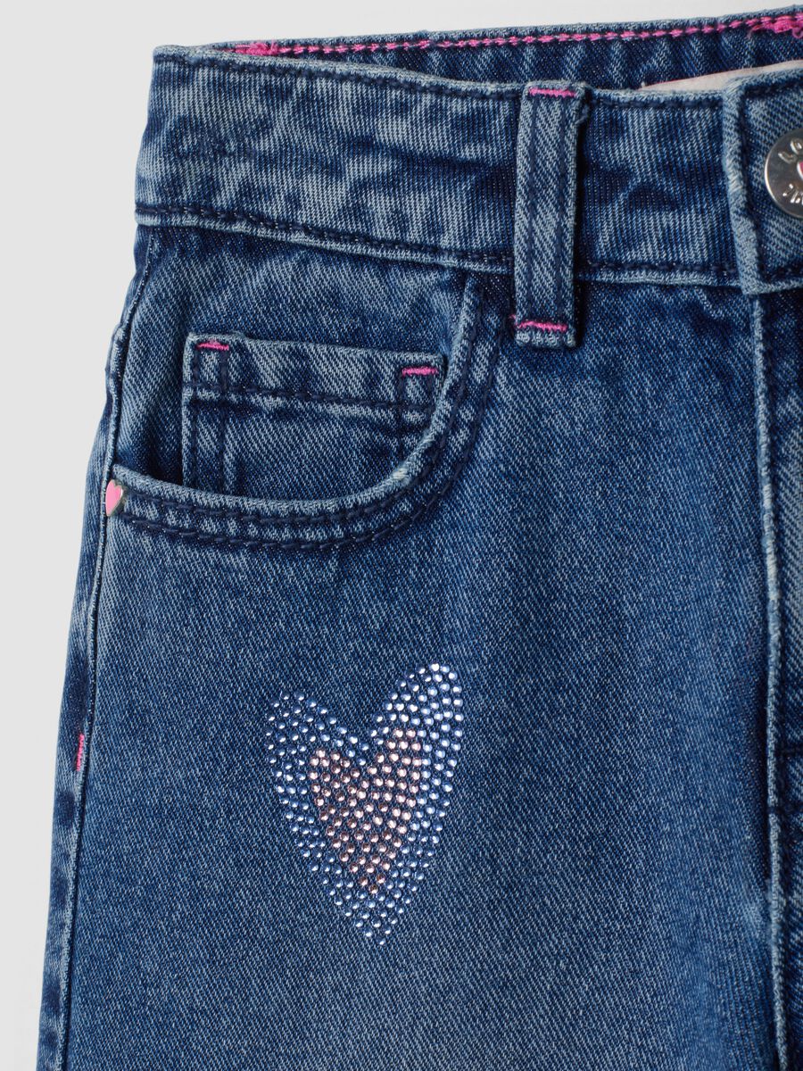 Pure cotton denim jeans with heart details_2
