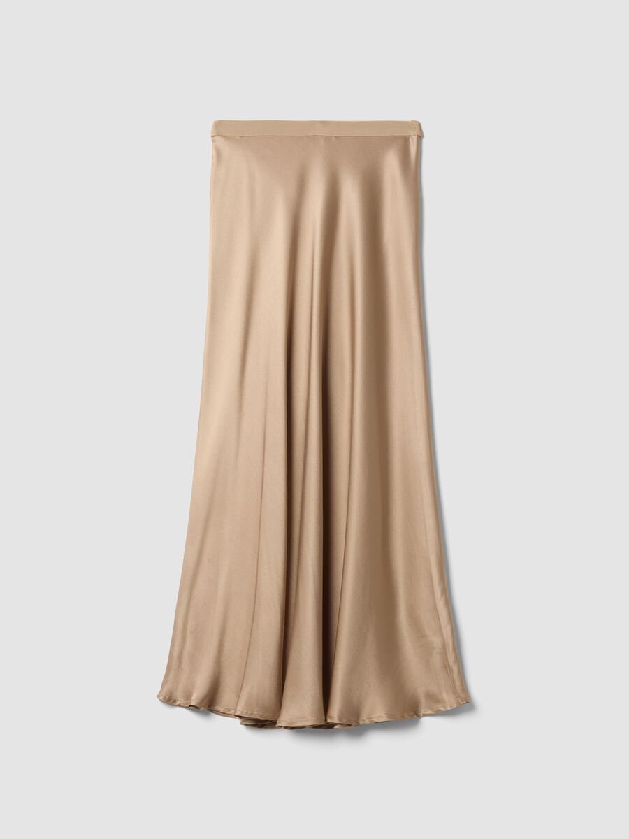تنورة طويلة باللون البيج من فيسكوز خالص بلمسة ساتان_2