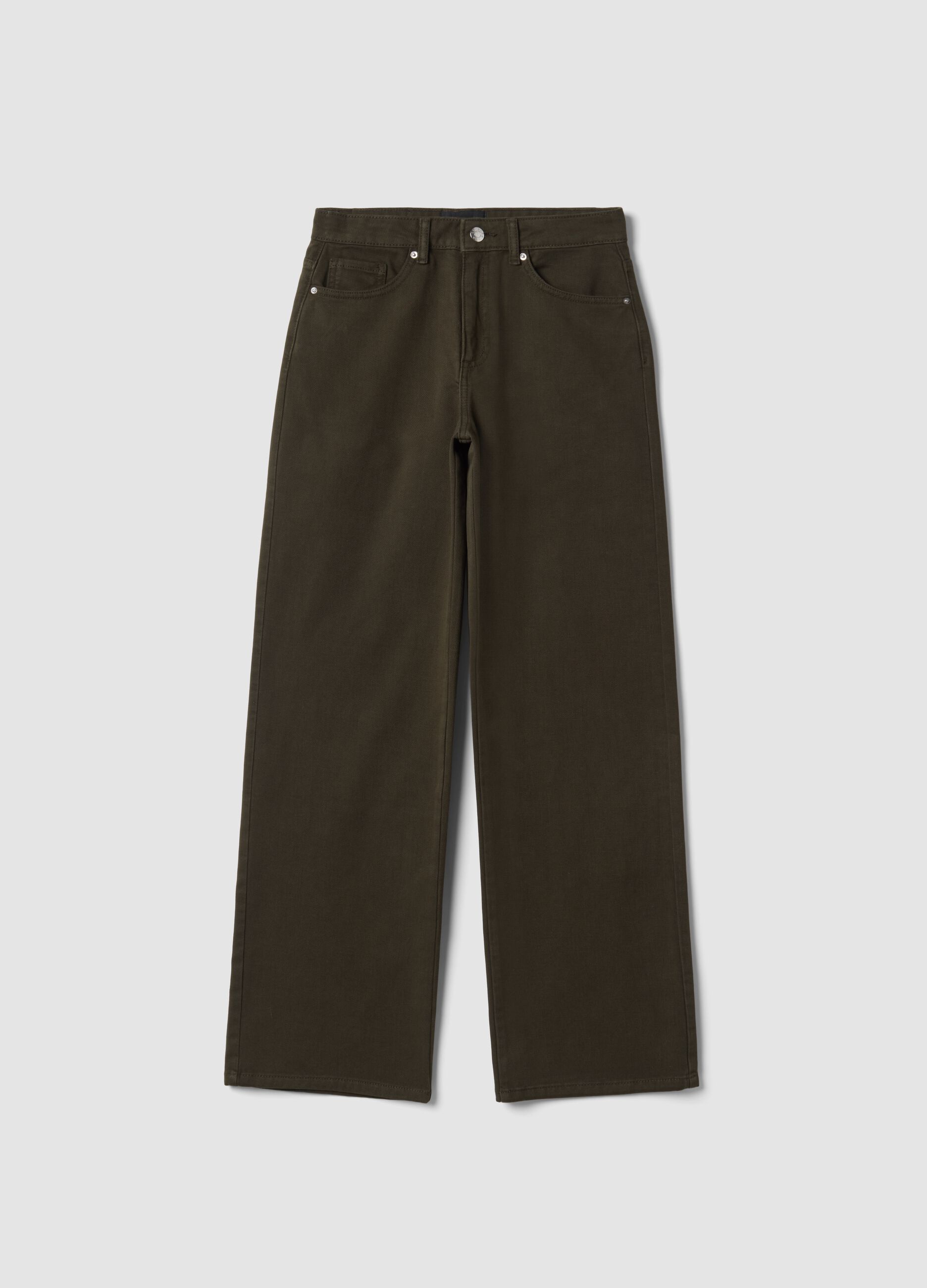 Brown wide-leg jeans in pure cotton