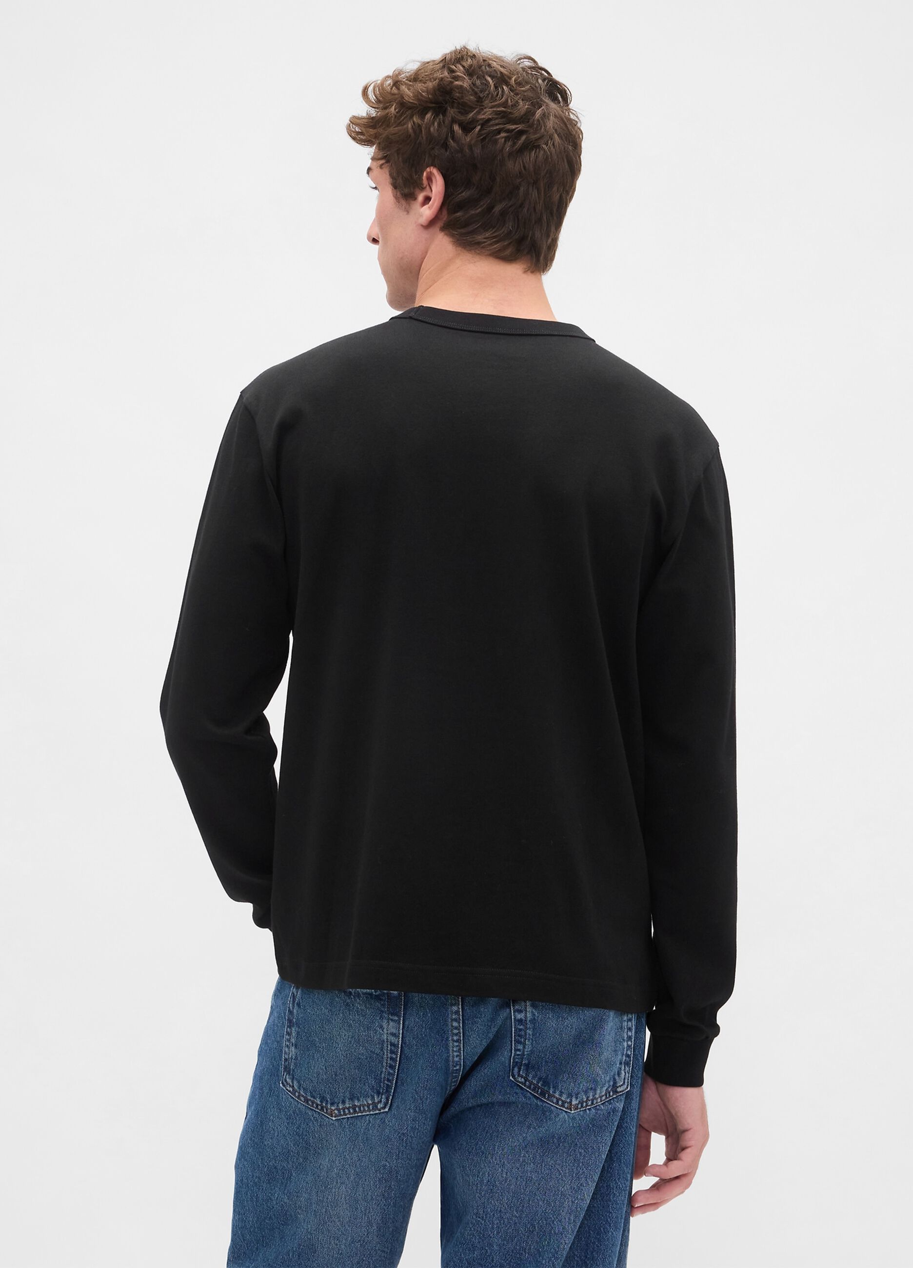 Black Long Sleeve Cotton Top