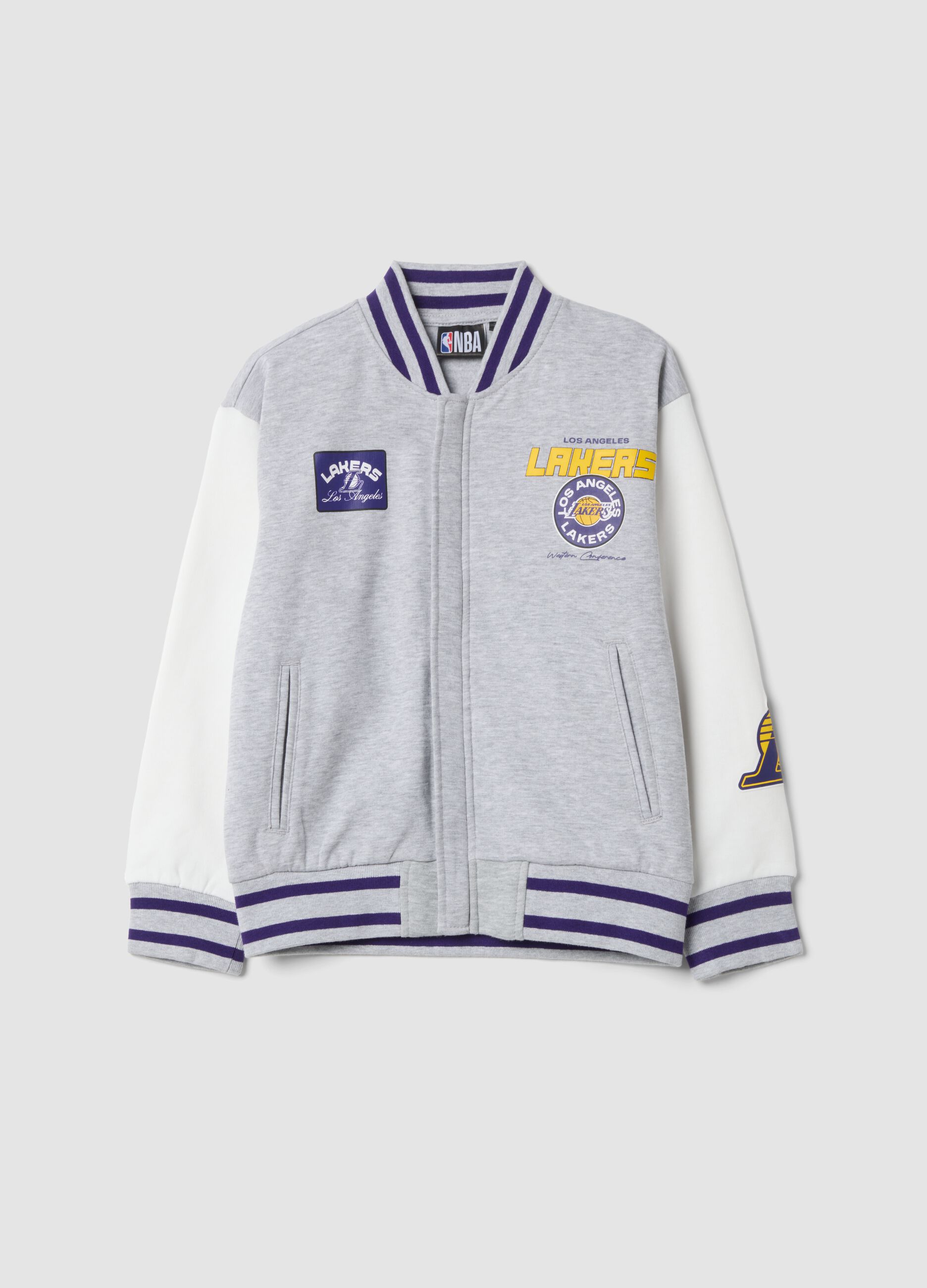 Grey marl pure cotton hoodie with Lakers print
