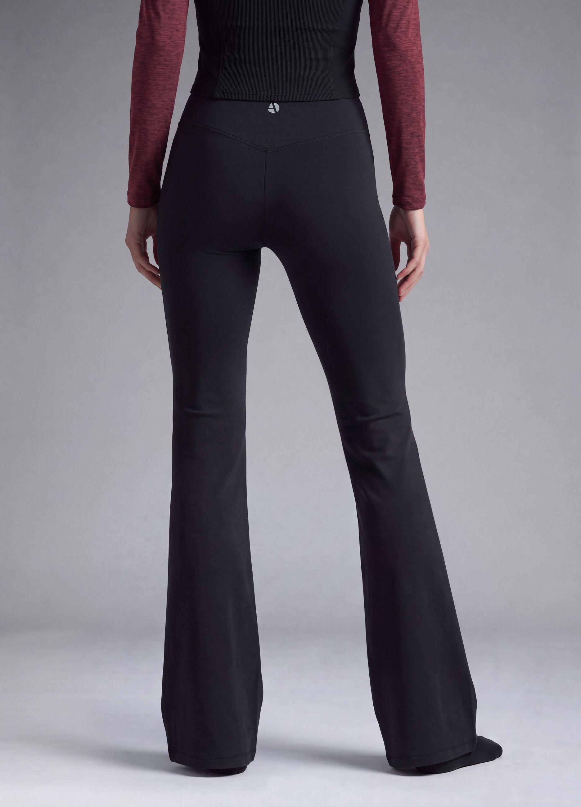 Black flared leggings in breathable stretch fabric ALTAVIA STUDIO