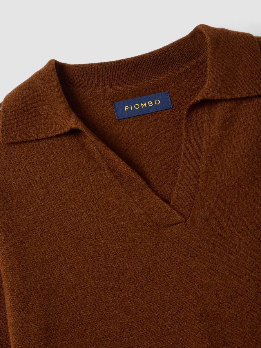 Brown pure wool polo-collar jumper_1