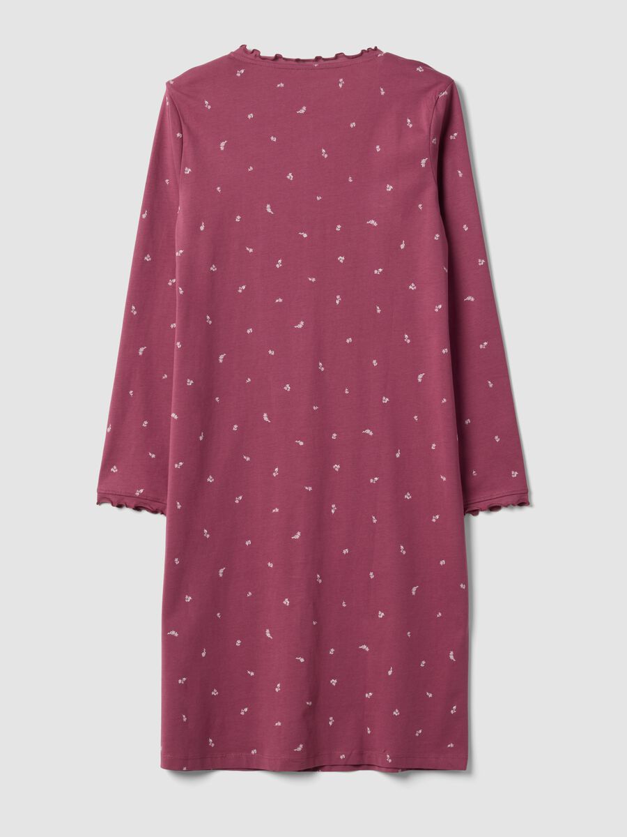 Purple organic cotton nightdress with crew neck_2