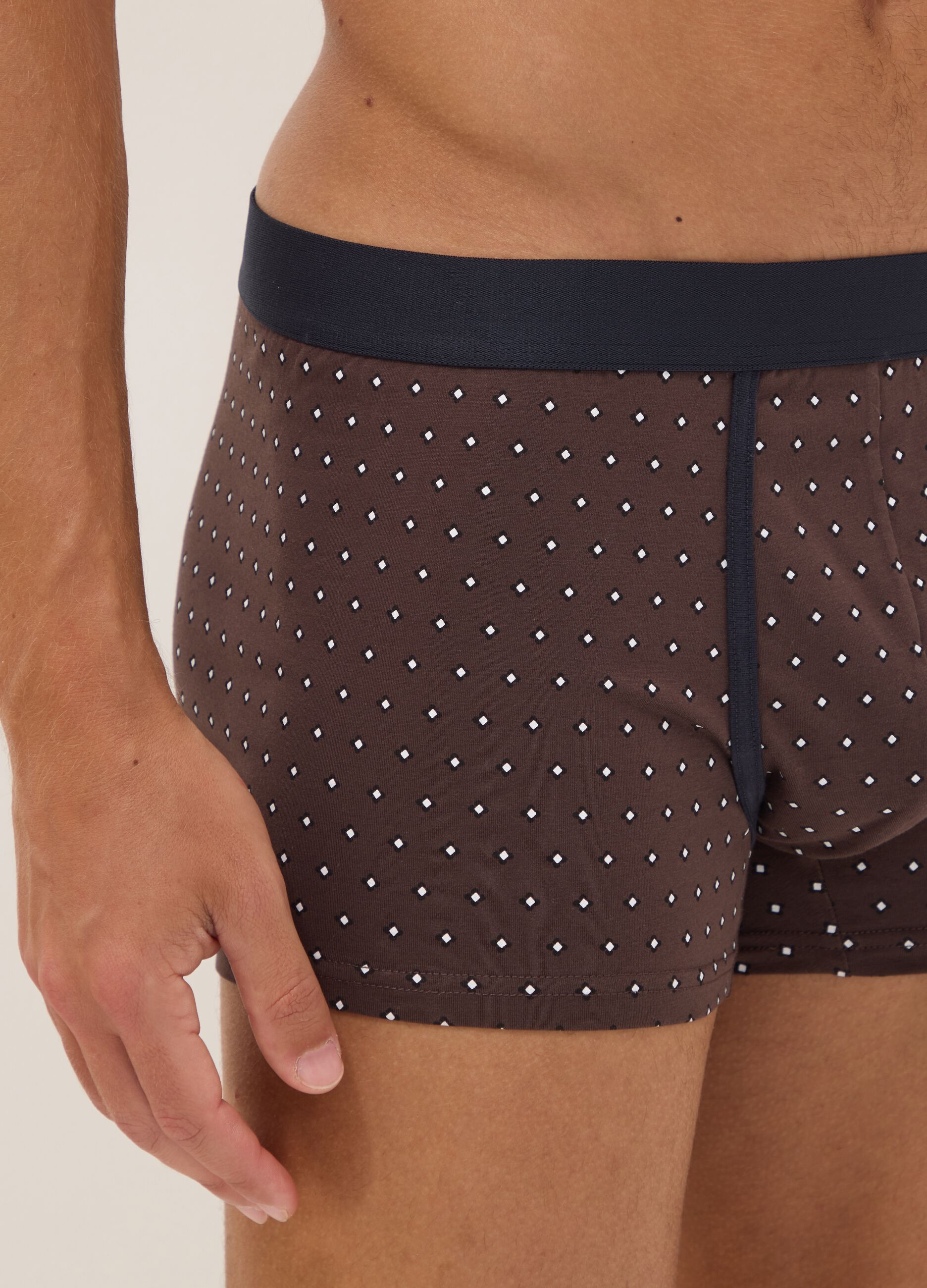 3-pack of brown stretch organic cotton polka-dot boxers