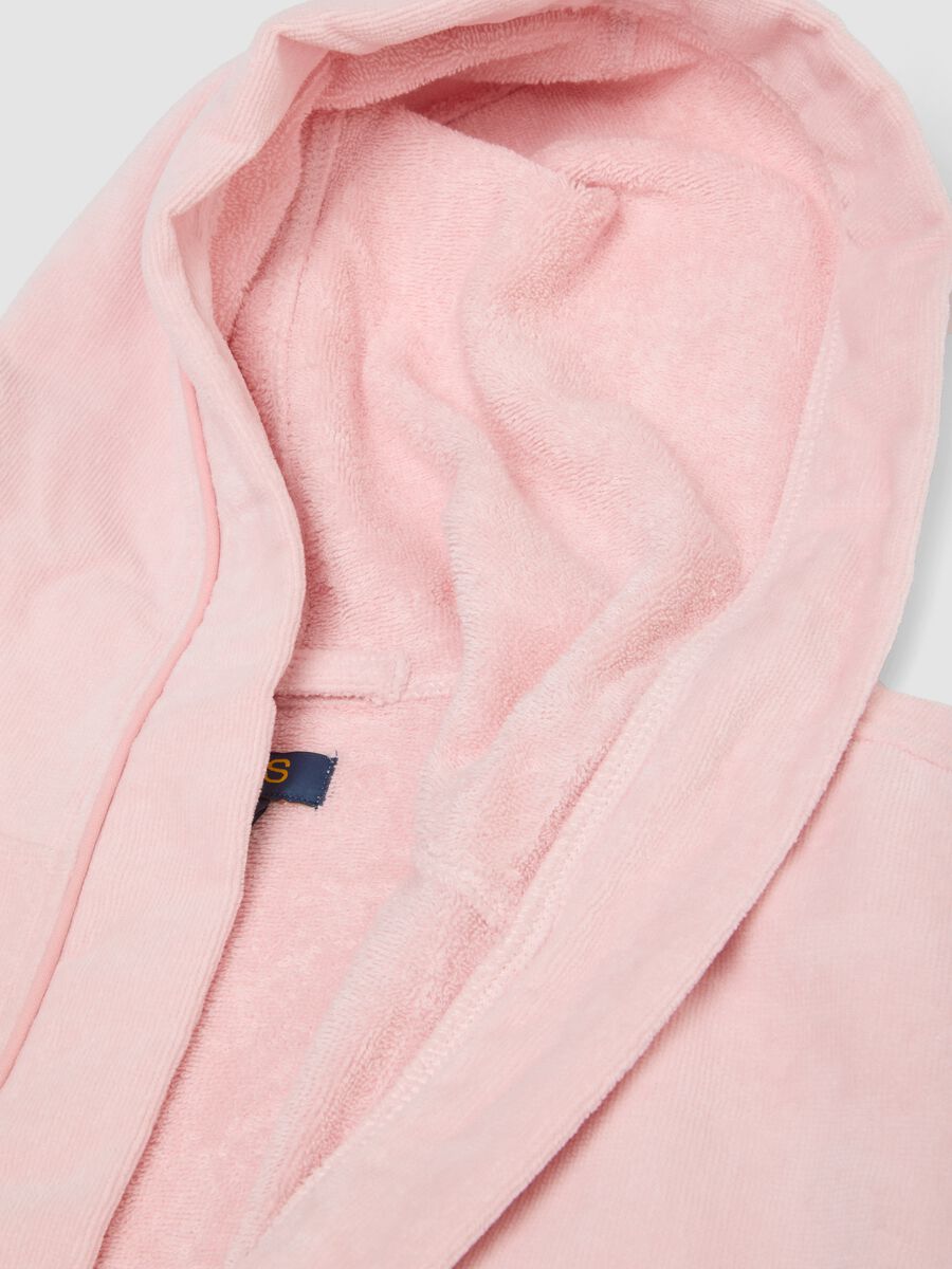 Pink organic cotton hooded bathrobe for girls_2