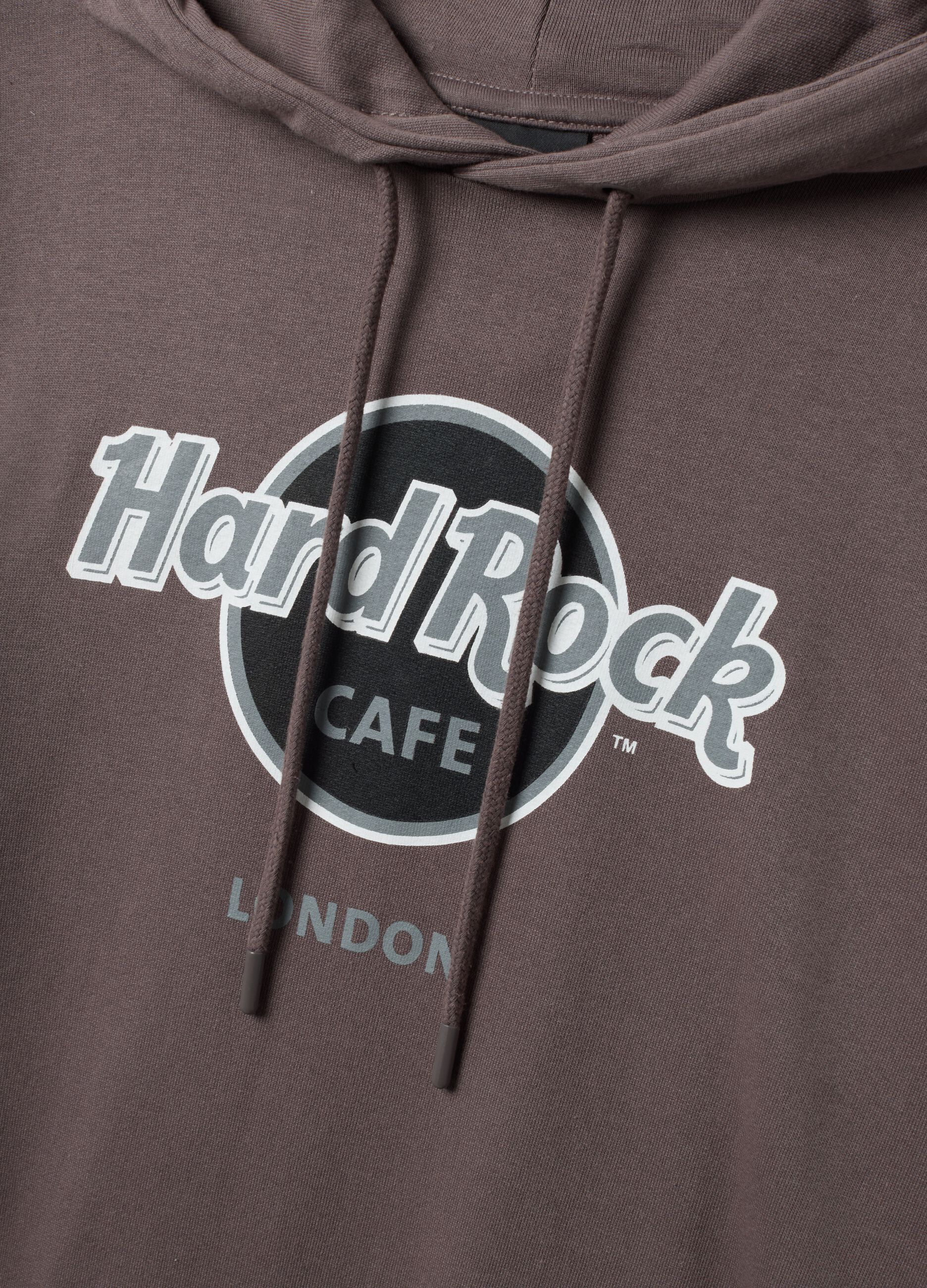Grey pure cotton hoodie with Hard Rock Cafe print