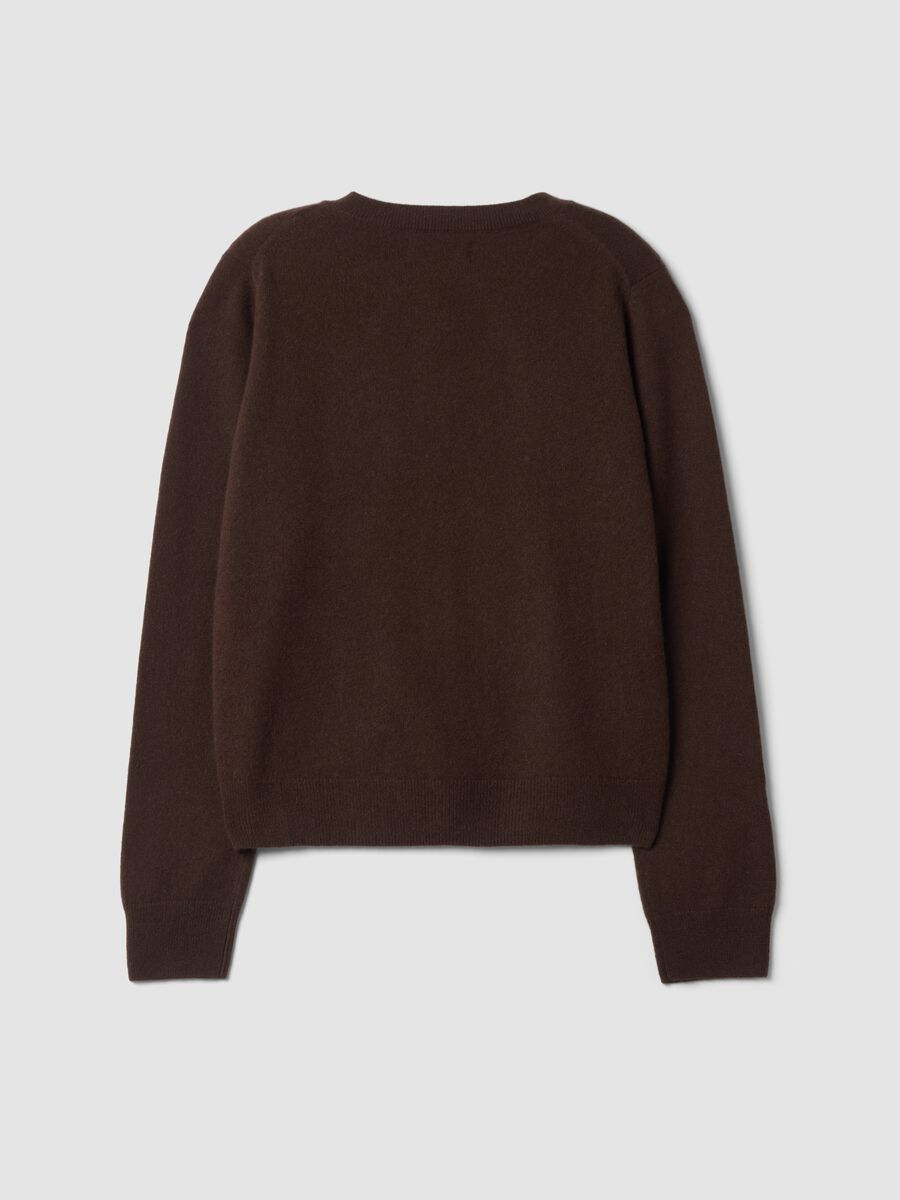 Brown crew-neck cardigan in pure cashmere_2