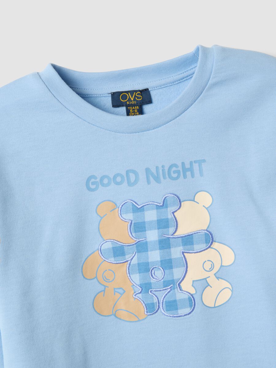 Blue organic cotton pyjamas with teddy bear print_2